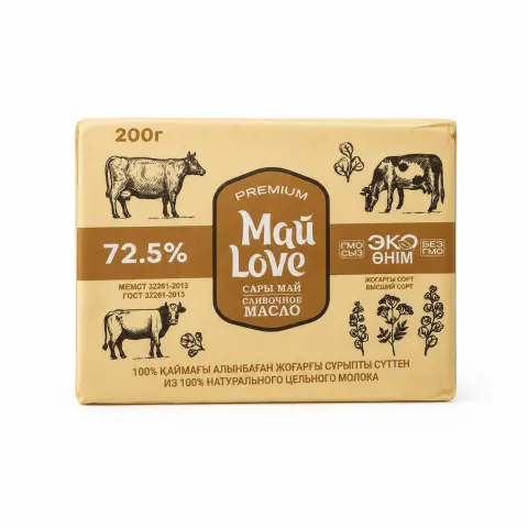 PREMIUM МАЙ LOVE сливочное масло 72,5%, 200 г
