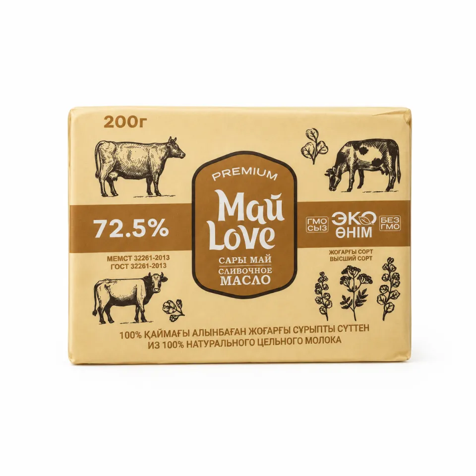 PREMIUM МАЙ LOVE сливочное масло 72,5%, 200 г
