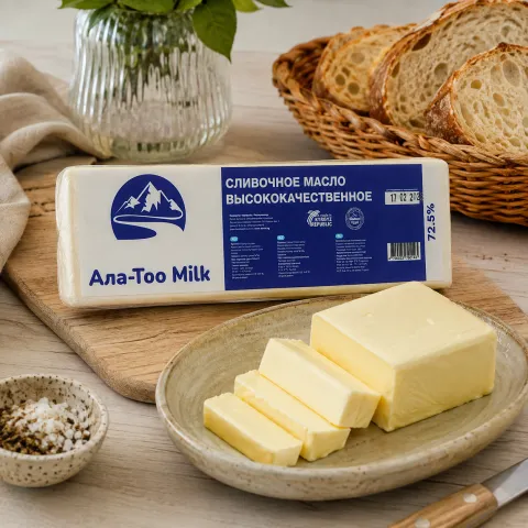 Высококачественное сливочное масло нарезка АЛА ТОО MILK 72,5%